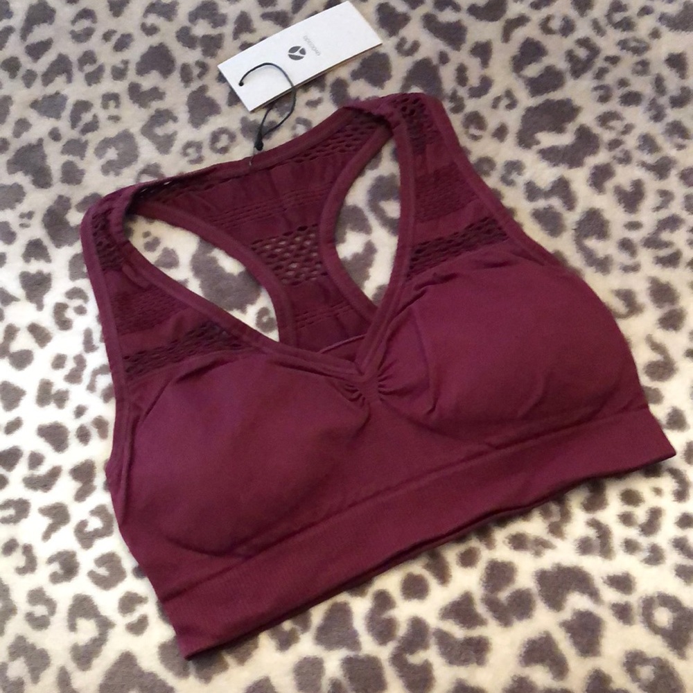 Avocado Wine Burgundy Dreamgirls Racerback Sports Bra Size S/M